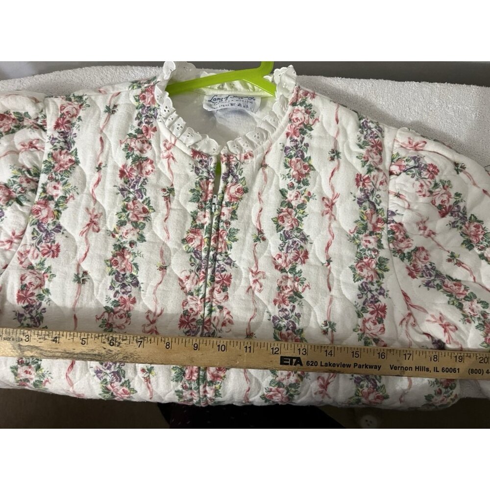 Vintage Lanz of Salzburg Quilted Cotton Nightgown Floral Zip USA - Picture 7 of 15